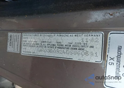 1983 Porsche 928 S из США, поврежденный, VIN WP0JB0924DS860691